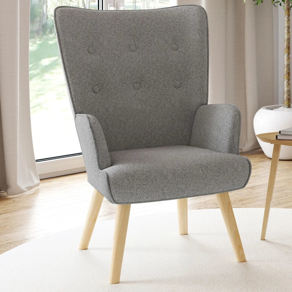 IDMarket - Poltrona scandinava IVAR in tessuto grigio chiaro