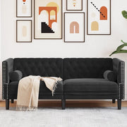 Divano Chesterfield con Rinforzi 2 Posti-Sofa 2 Posti-Divanetto Nero in Velluto