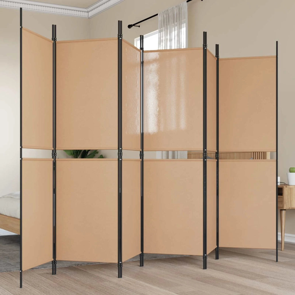 Divisore per Stanza a 6 Pannelli Beige 300 x 180 cm Tessuto 42039218
