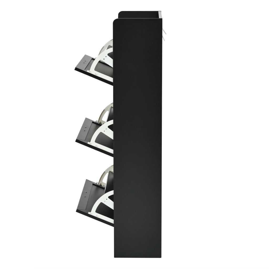 Scarpiera Alta con 6 Ripiani ¨C Xylo ¨C Nero, MDF e Truciolato, 70x24x120 cm