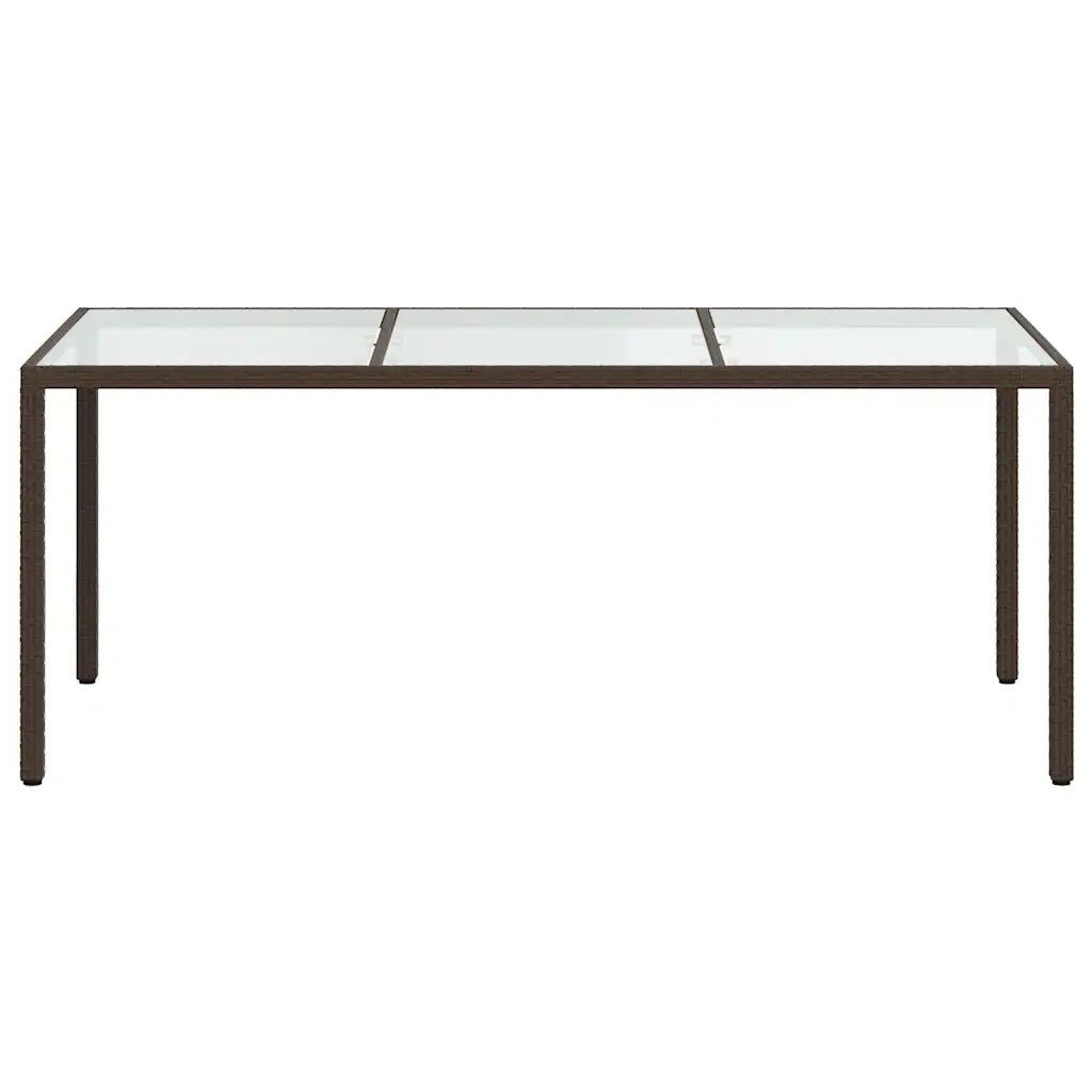 Tavolo Giardino Marrone 190x90x75cm Vetro Temperato Polyrattan 316711