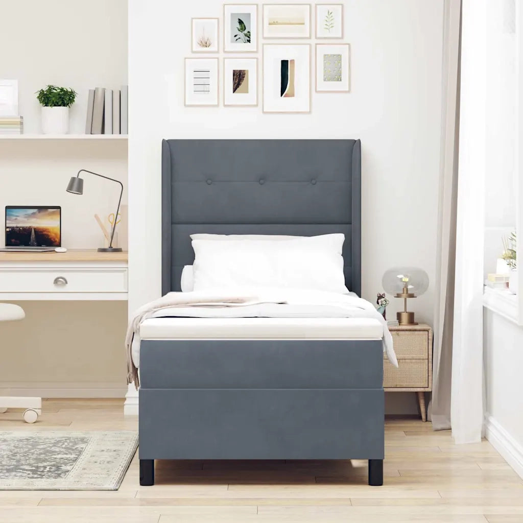 Letto a molle con strisce LED Grigio scuro 100 x 200 cm Velluto 3343857