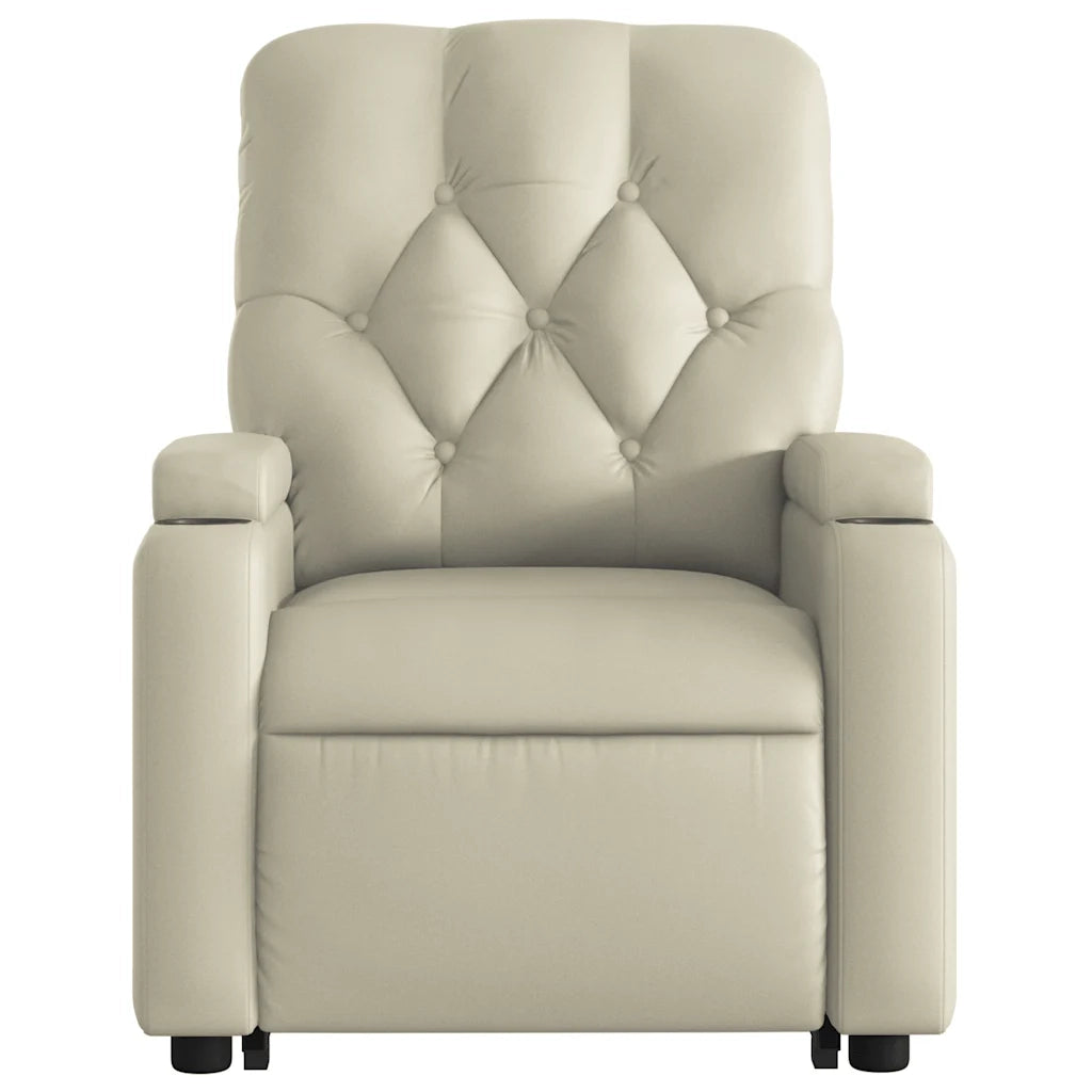 Poltrona Alzapersona Reclinabile Massaggio Crema Similpelle 3204780