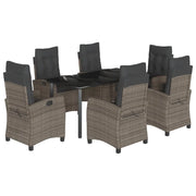 Set da Pranzo da Giardino 7 pz con Cuscini in Polyrattan Grigiocod mxl 111222