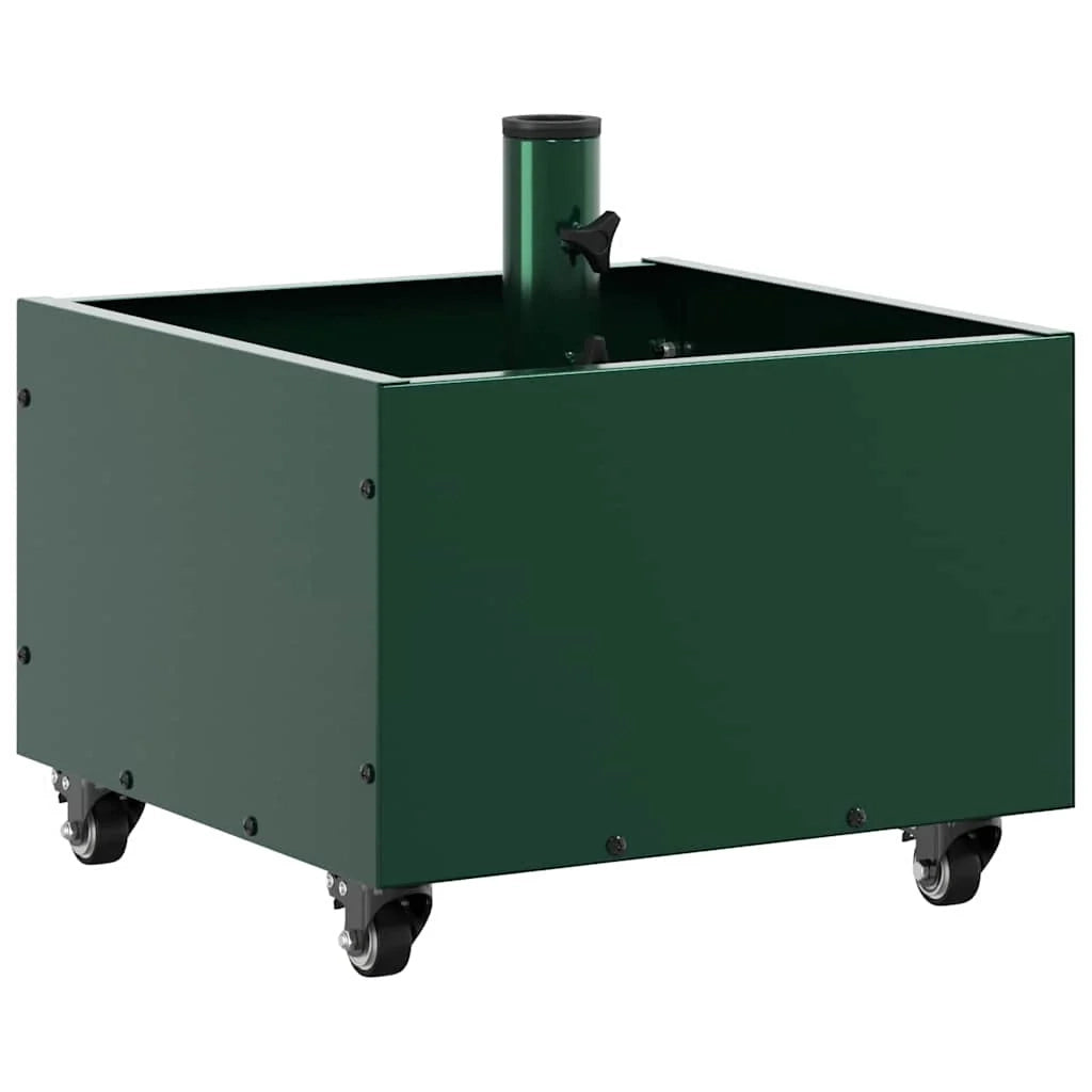 Base per ombrellone da esterno moderna con ruote 45 x 45 x 45 cm design minimalista in acciaio verde 02_0058944