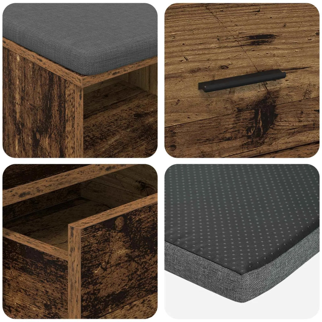 Panca per ingresso con cuscino-Sgabello-Panca da Corridoio Legno vecchio 80 x 38 x 46 cm 900872
