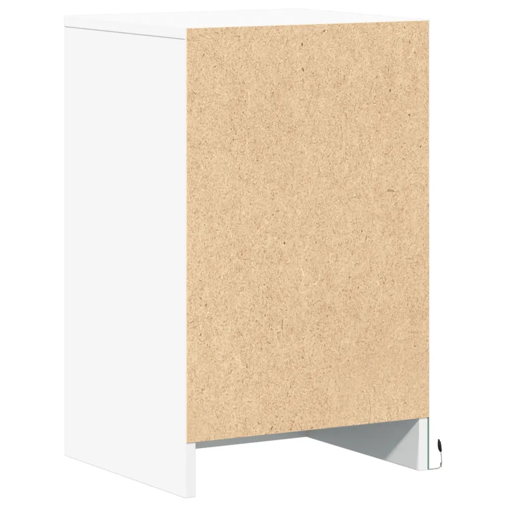 Comodino con Luci LED-Tavolino da notte Bianco in Legno Multistrato 866914