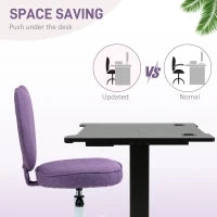 HOMCOM Sedia per Scrivania a Cuore con 5 Rotelle e Altezza Regolabile in Tessuto, 40x50x79-89cm, Viola
