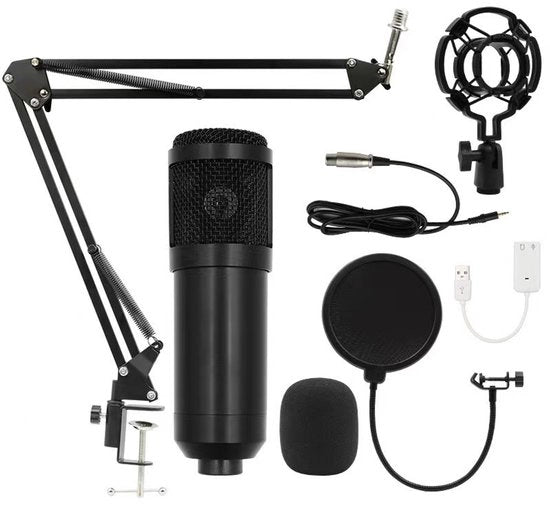 Kit di Microfono Condensatore Professionale 25mm Diaframma - Per Studio, Canto, Streaming, Podcasting con Asta di Sospensione e Filtro Anti Pop