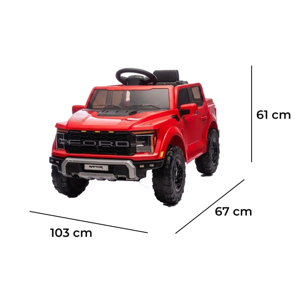 Macchina Elettrica per Bambini Ford Raptor 12V con Telecomando Bluetooth Luci LED e Tappetini Rosso