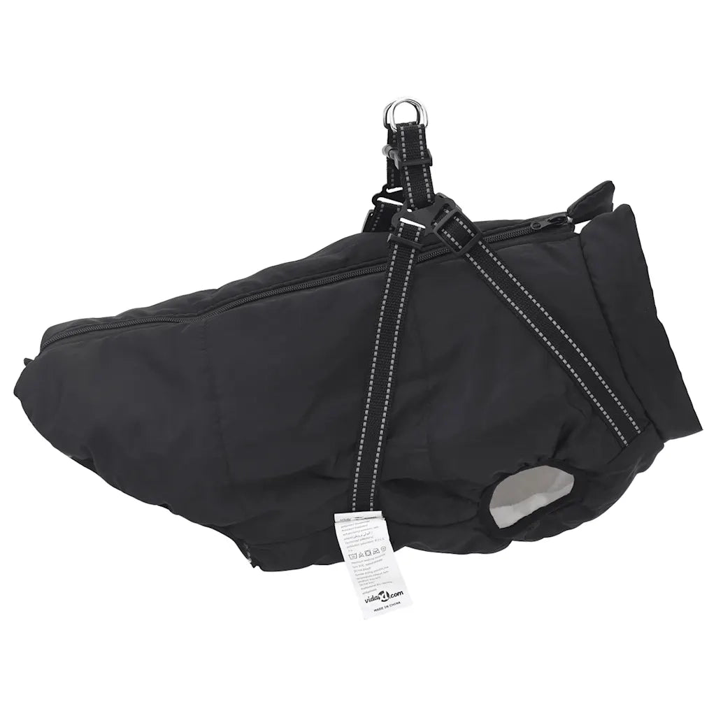 Cappotto Cani con Imbracatura Impermeabile Riflettente Nero L44 4019912