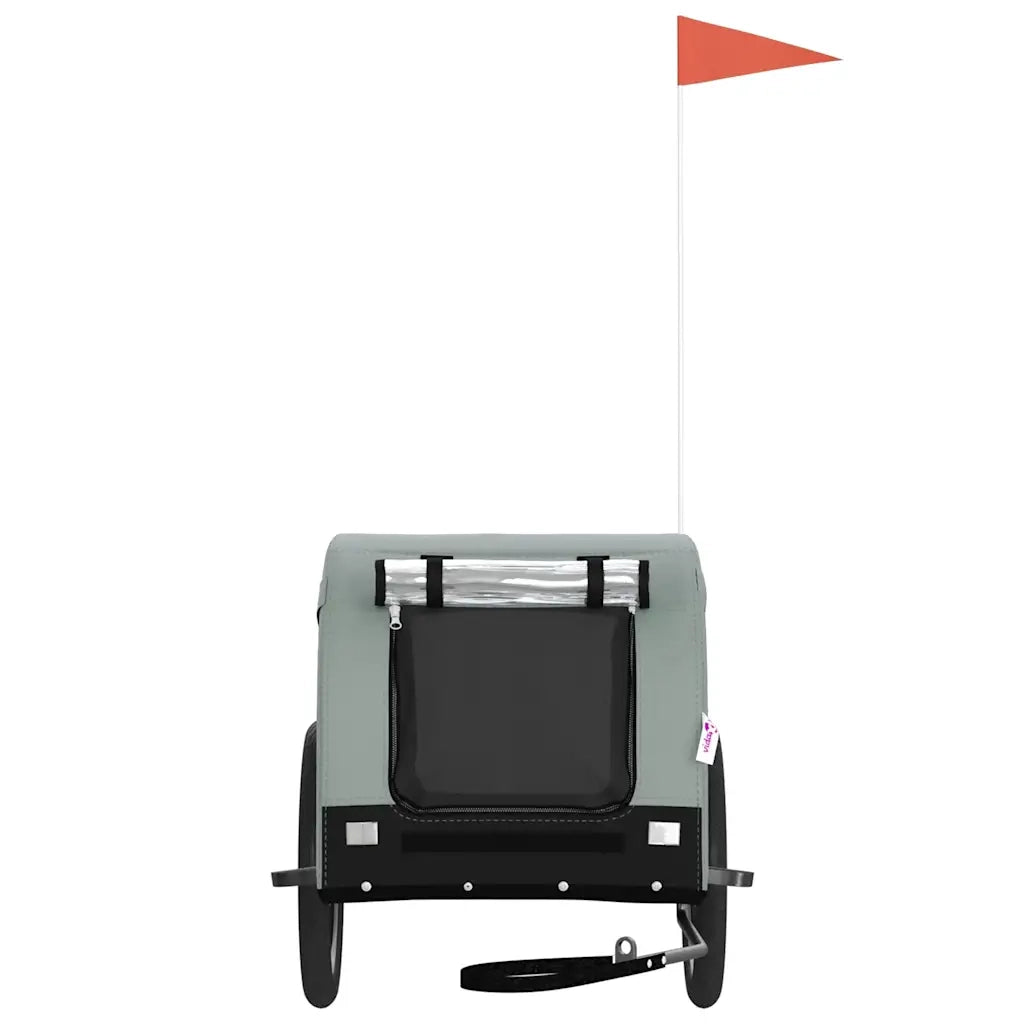 Rimorchio da Bici per Animali Grigio e Nero Oxford e Ferro CFW9936567