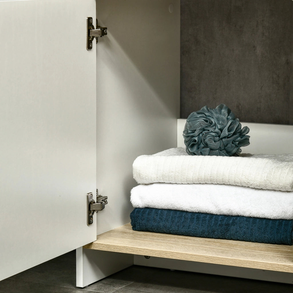 Mobile Bagno Sottolavabo con Armadietto e 2 Mensole in Legno, 77x45x60 cm, Bianco e Legno