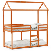Letto singolo | Letto per adulti | Letto a Castello con Tetto Cera 90x200 cm Legno Massello Pino