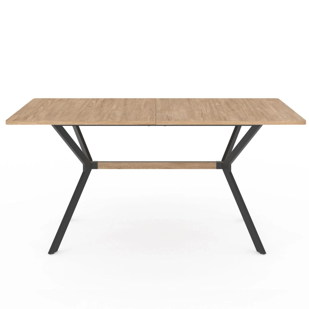 IDMarket - Tavolo da pranzo rettangolare LOUISON 8 persone legno e nero design industriale 160 cm