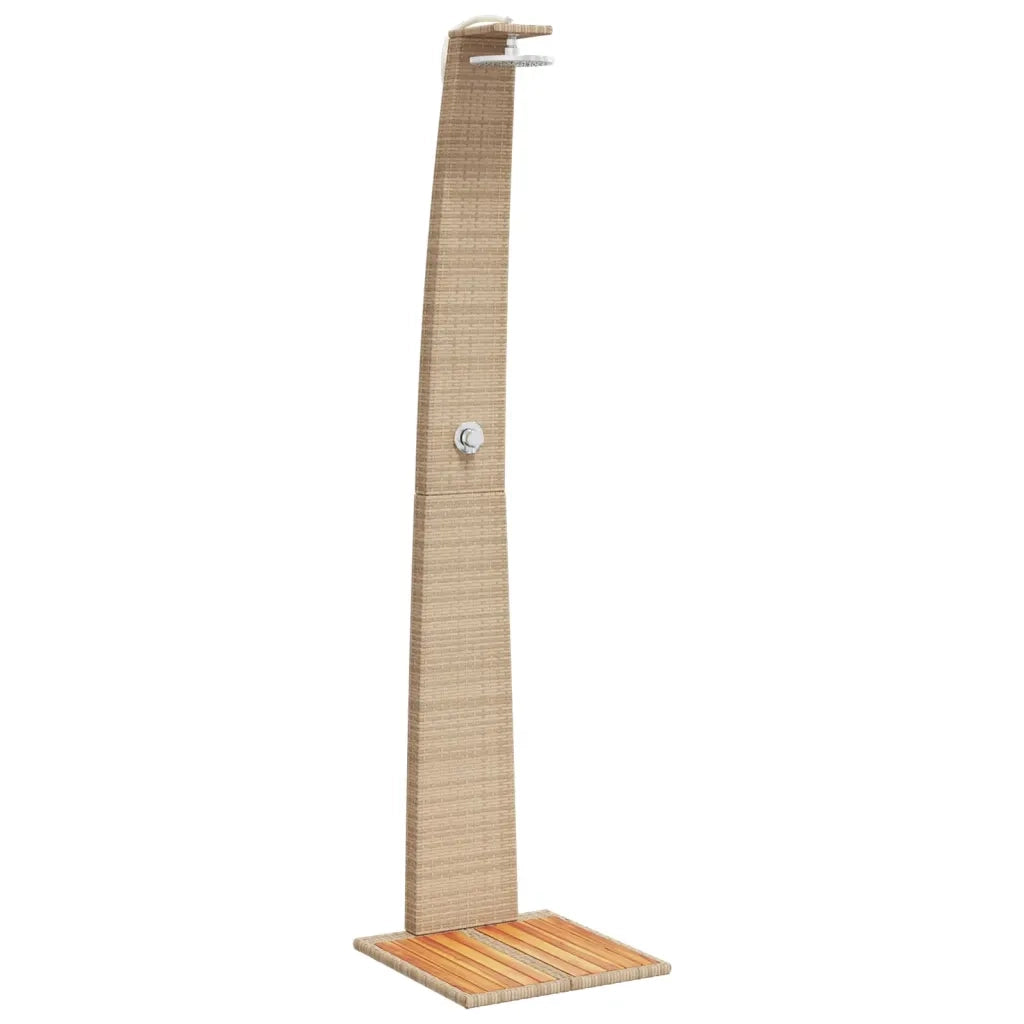 Doccia da Esterno Beige 55x60x224 cm Polyrattan e Legno Acacia CFW8813302