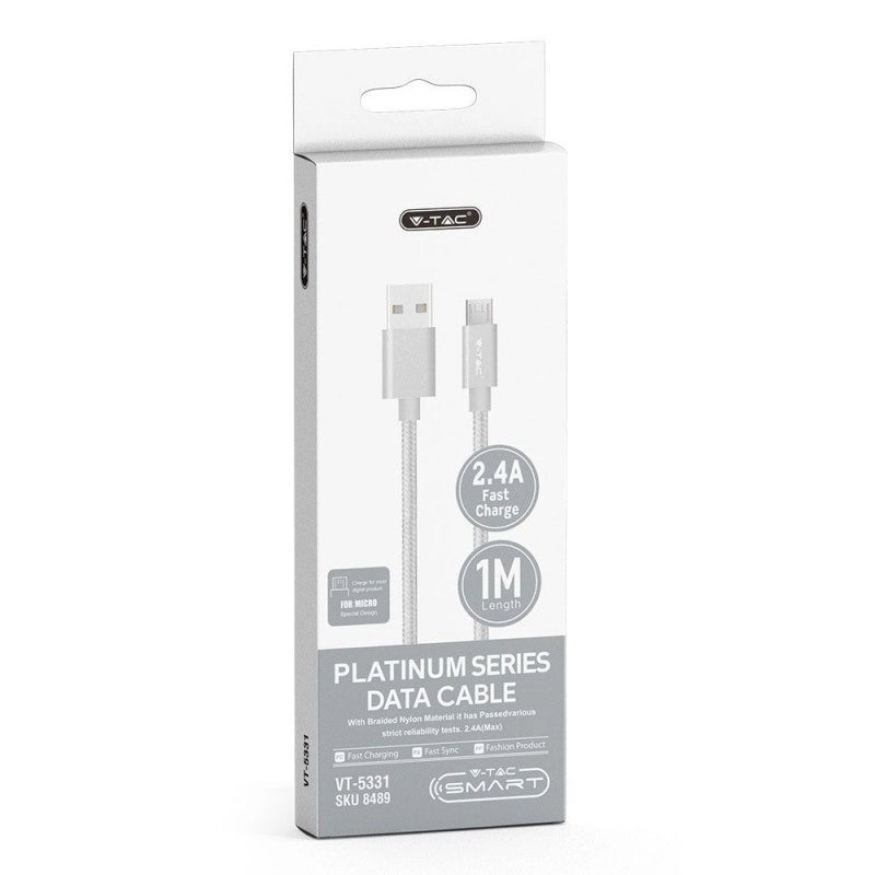 1 M Micro USB Cable Silver - Serie Platinum