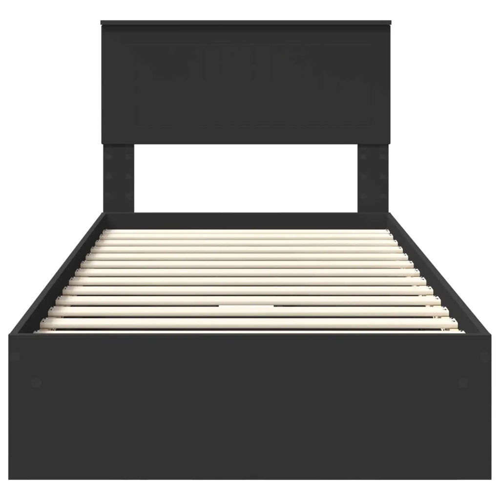 Letto con Contenitore Nero 90 x 190 cm Legno multistrato 3410841