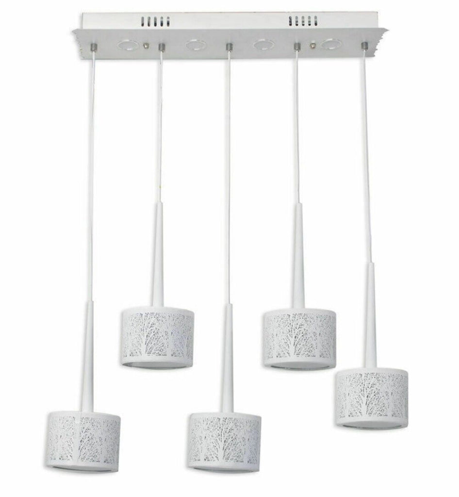 Lampadario a sospensione led plafoniera in metallo bianco con 3 modalita accensioni di luce bianca