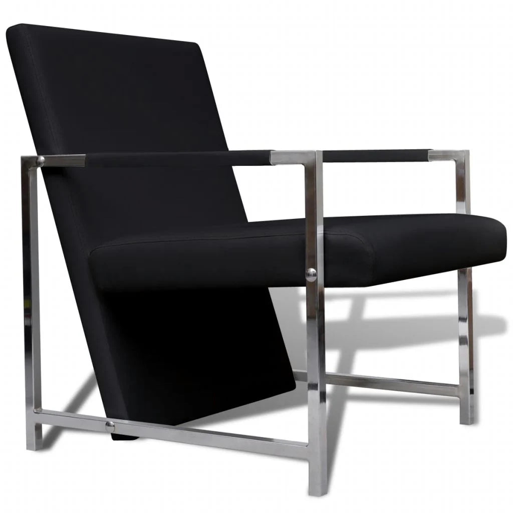 Poltrona/poltrona/divano club con gambe cromate materiale sintetico nero 1102046/3