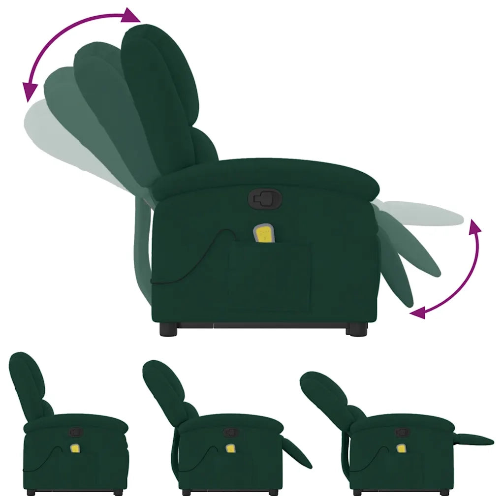 Poltrona | Sedia Relax Alzapersona Reclinabile Verde Scuro in Velluto