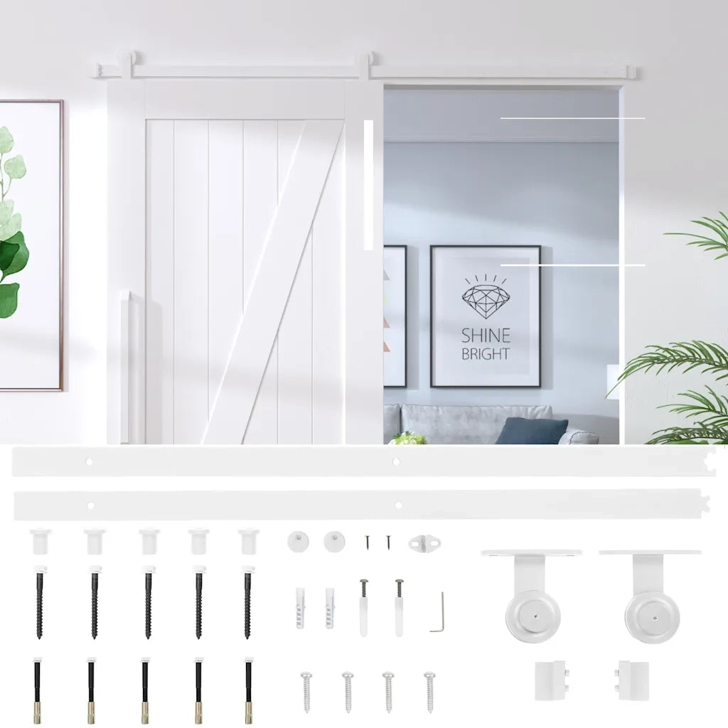 Kit Accessori per Porta Scorrevole 183 cm in Acciaio Bianco