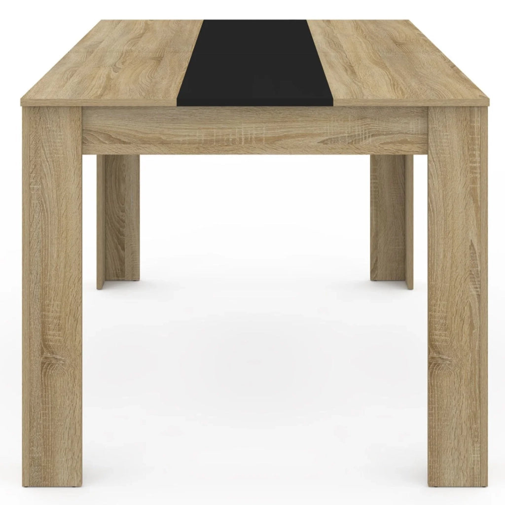 IDMarket - Tavolo da pranzo rettangolare GEORGIA a 6 posti in simil-faggio e nero 140 x 80 cm