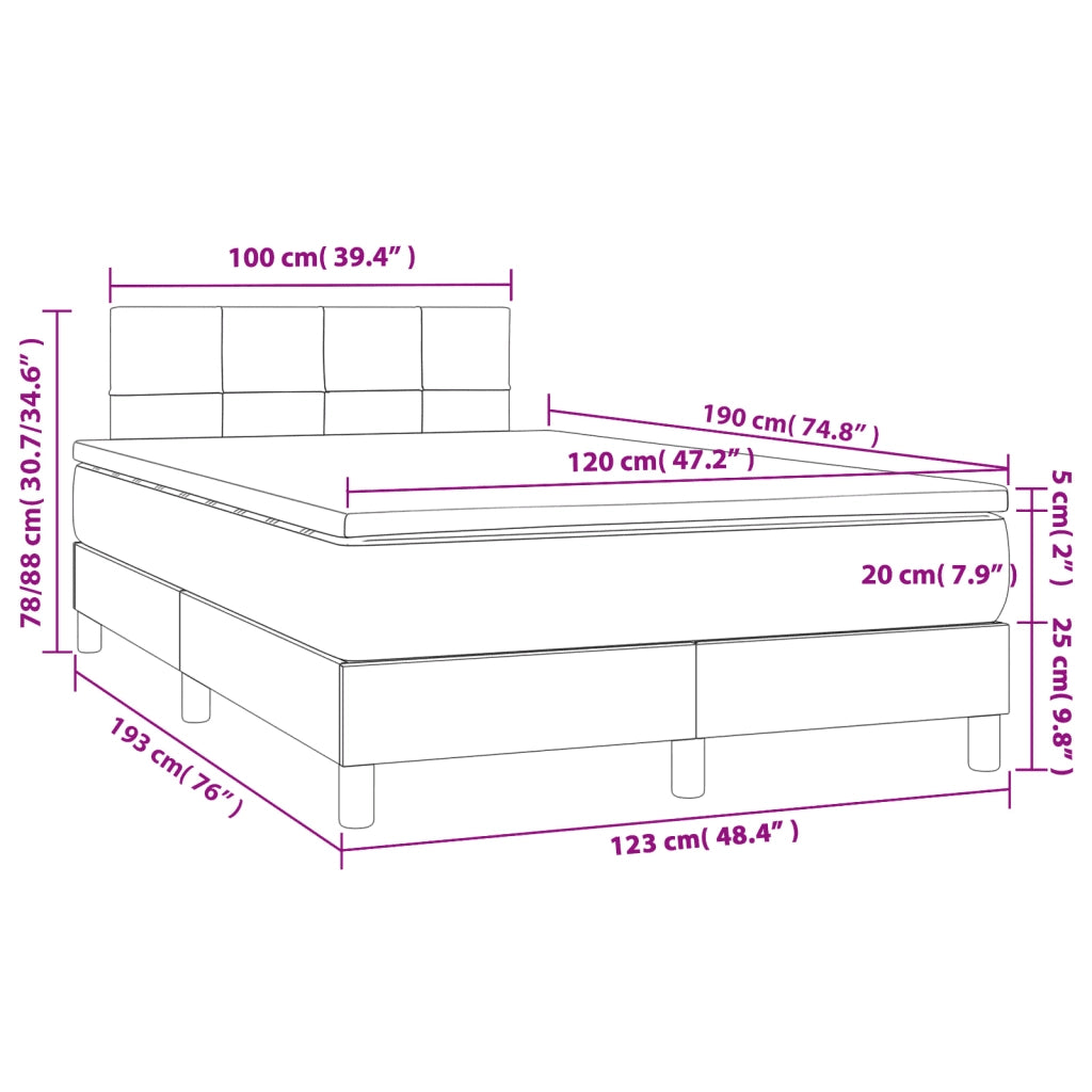 Giroletto a Molle con Materasso Rosa 120x190 cm in Velluto 3269842