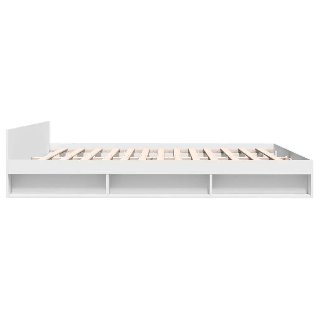 Letto matrimoniale | Letto per adulti | Giroletto con Cassetti Bianco 180x200 cm in Legno Multistrato