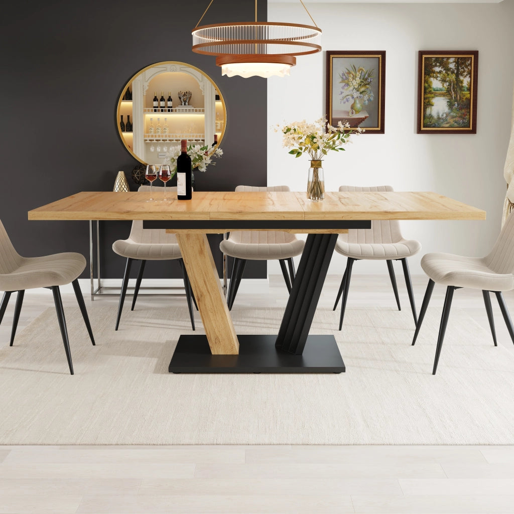 TAVOLO allungabile 120/160x80x76 cm effetto legno MDF e metallo