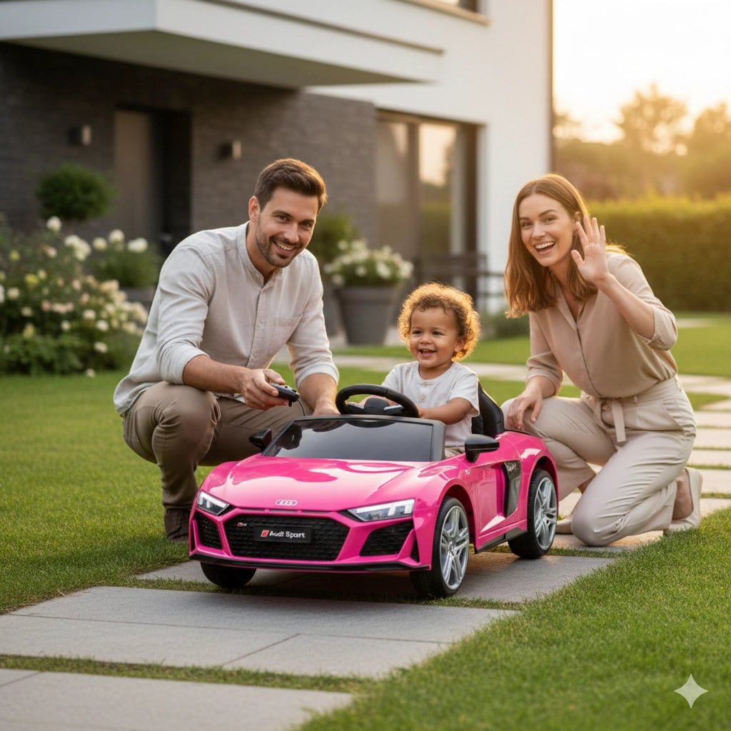Macchina Elettrica per Bambini 12V Licenza Ufficiale Audi R8 New Spyder con Telecomando e Sedile in pelle Rosa