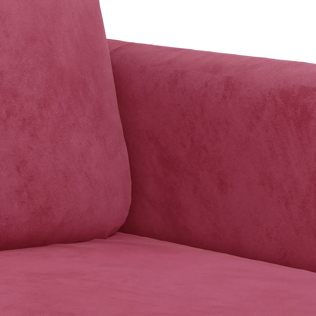Set di Divani 3 pz Rosso Vino in Velluto