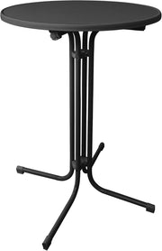 Tavolo da bistrot da giardino, pieghevole, rotondo, con piedini regolabili e gambe spesse, per esterni, fino a 80 kg, colore nero