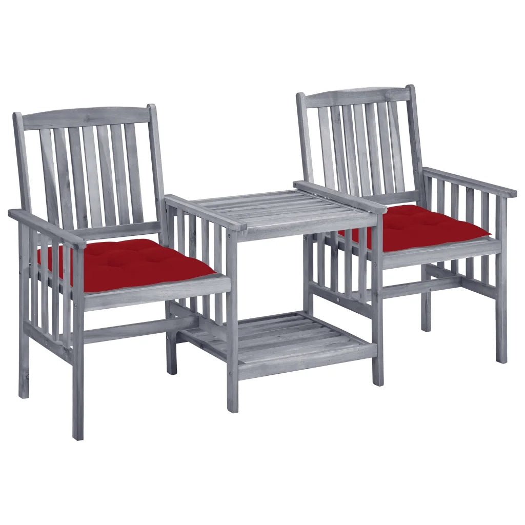 Sedie da Giardino con Cuscini e Tavolino in Massello di Acacia cod mxl 40111