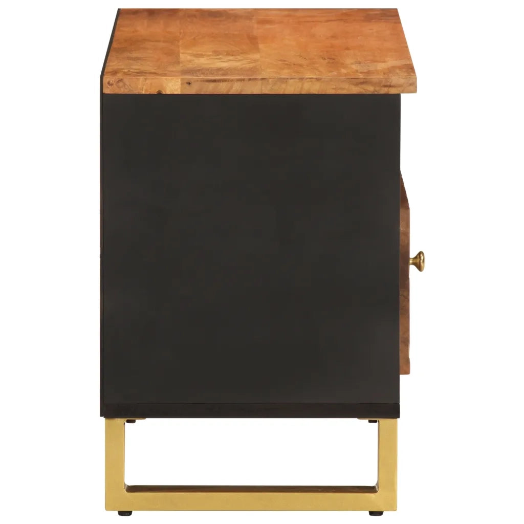 Mobile Porta TV Marrone e Nero 80x33,5x46 cm in Legno di Mango 356800