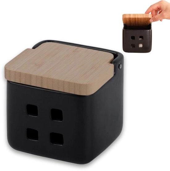 Contenitore di aglio - ceramica con coperchio di bambù - 1 pezzo