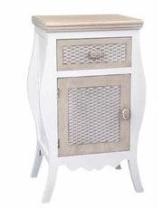 CHARM COMODINO CON CASSETTO E ANTA 48 X 34 X 77 CM COLORE BIANCO E CREMA