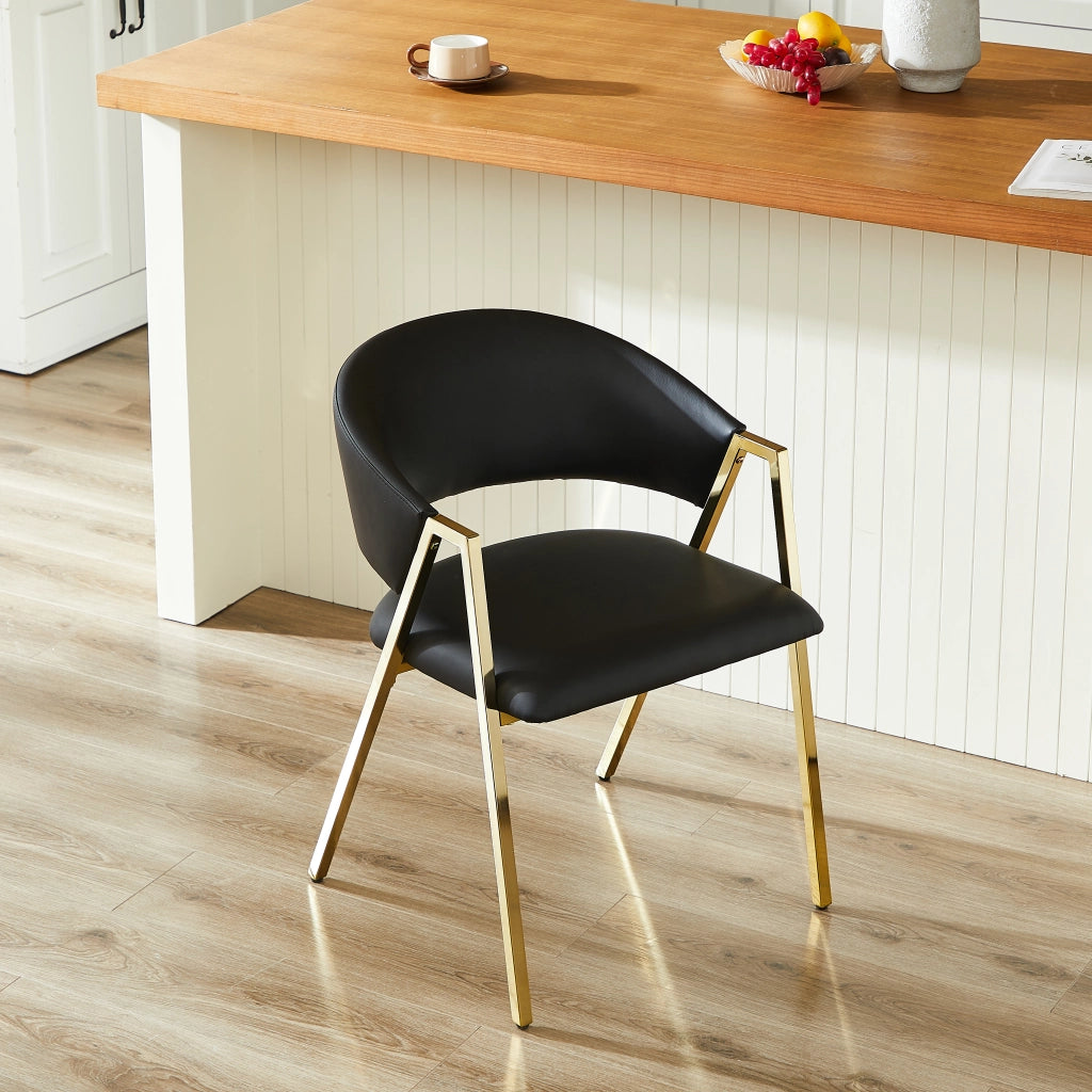 SEDIA con schienale ergonomico Nero struttura in metallo oro