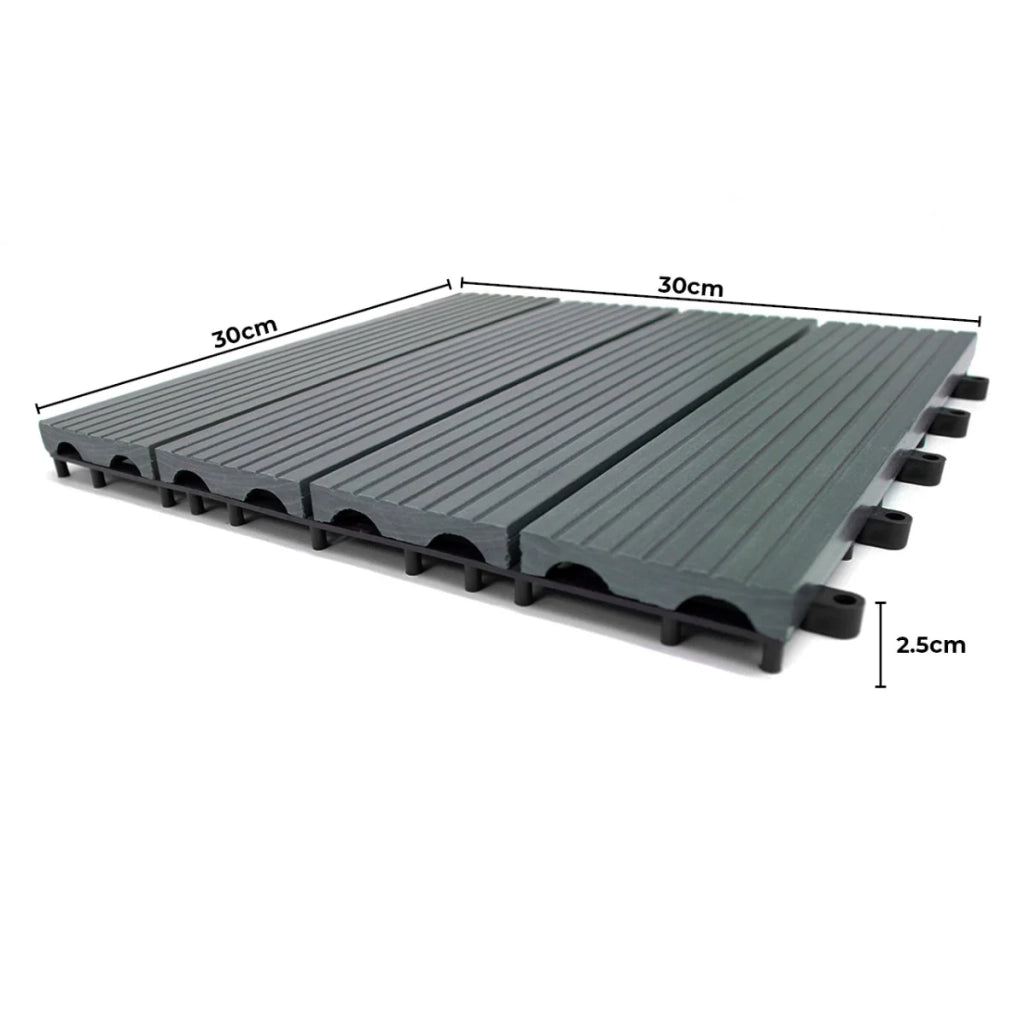 33 x Piastrelle da Giardino in WPC Legno Composito 30x30 cm 3 mq Spesse 2.5 cm