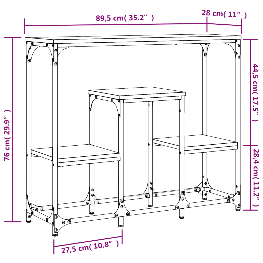 Tavolo Consolle | Tavolo d'Ingresso Grigio Sonoma 89,5x28x76cm in Legno Multistrato