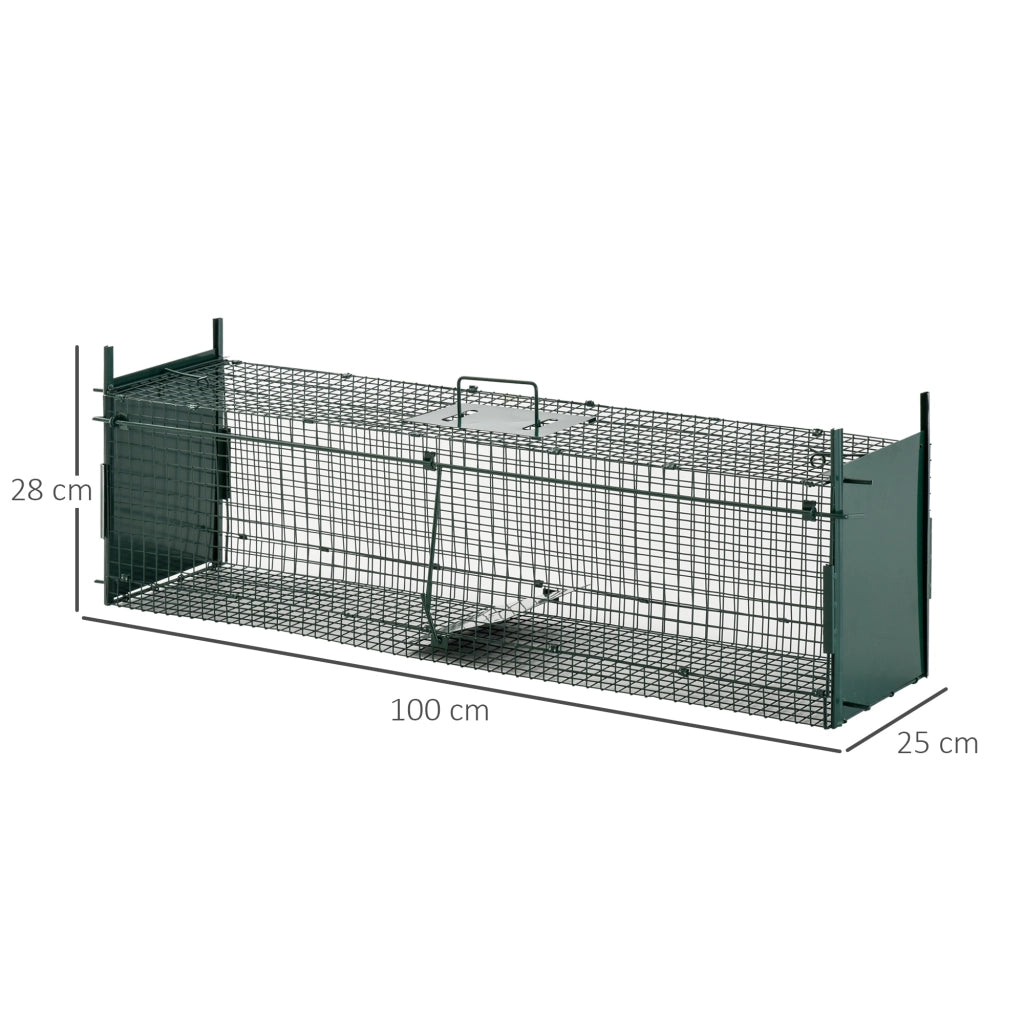 Trappola per animali 100x25x28 cm ¨C zephmum ¨C verde metallo 2 ingressi