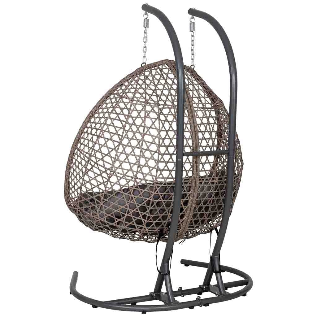 Poltrona sospesa a due posti in alluminio marrone, 133x110x202 cm