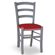 Sedie sala da pranzo Venezia in legno grigio con seduta similpelle rosso