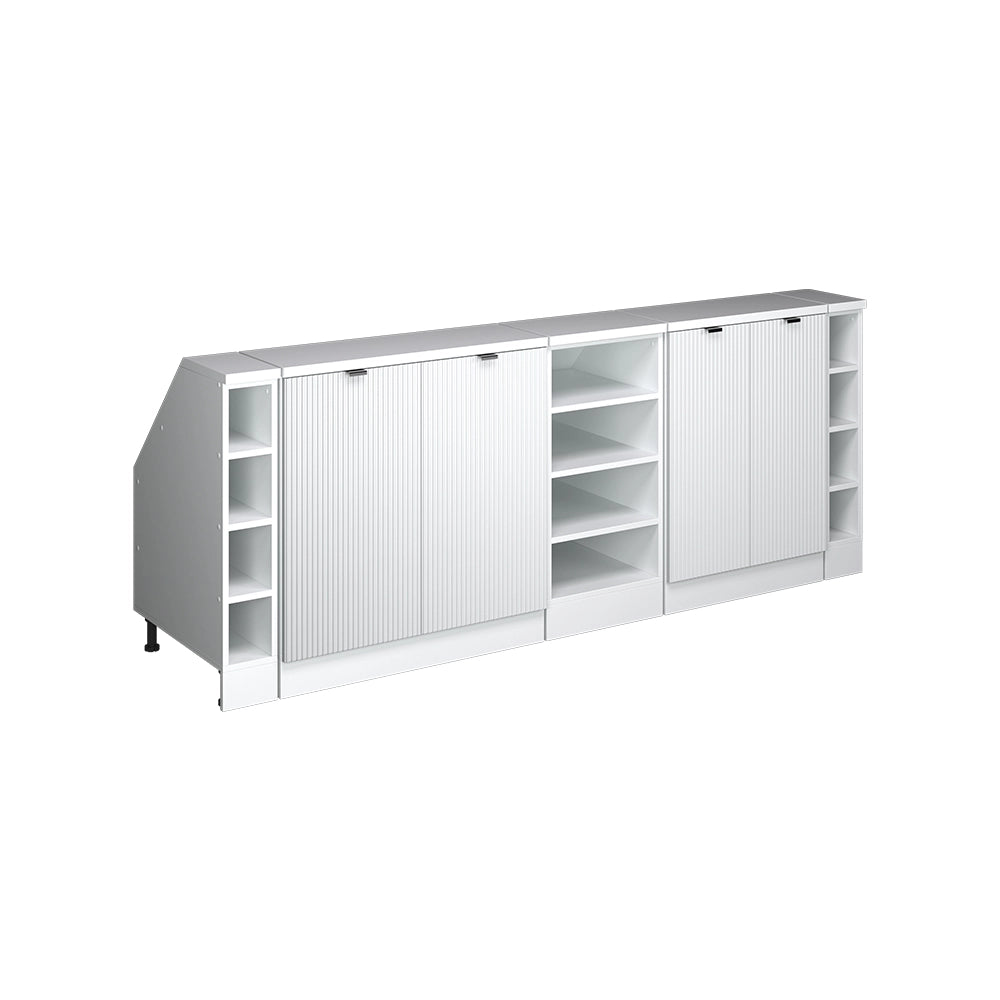 Set di mobili sottotetto Rion Ondulazione bianca/Bianco 210 cm Set di 5 carcasse armadio profondità 60 cm Vicco