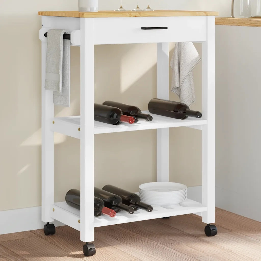 Carrello da Cucina MONZA 60x40x88,5 cm in Legno Massello di Pino 376093