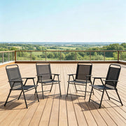 SEDIA DA GIARDINO PIEGHEVOLE Set da 4 pezzi 65x60x94 cm Nero Acciaio e Textilene