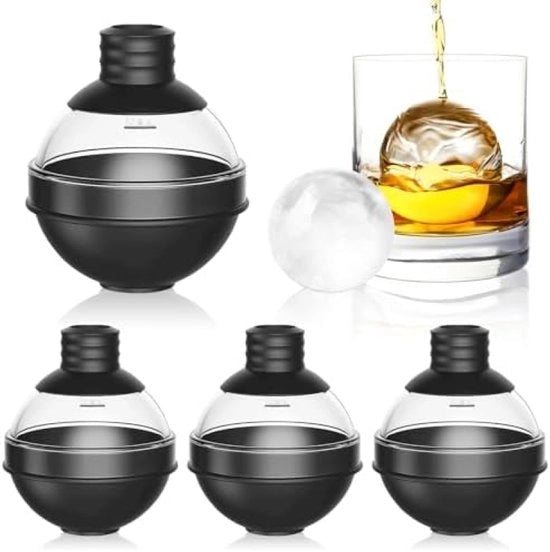Set di Moulds di Gomma Silicone Sferici - 4 Pezzi Forme Boliformi Grandi con Coperchio Pratico