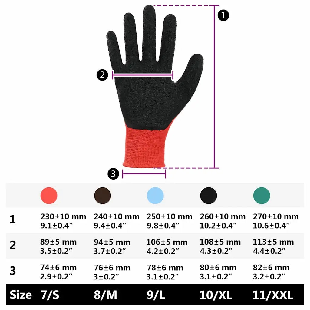 Guanti da Lavoro 24 pz Rosso e Nero 7 / S CFW9044426