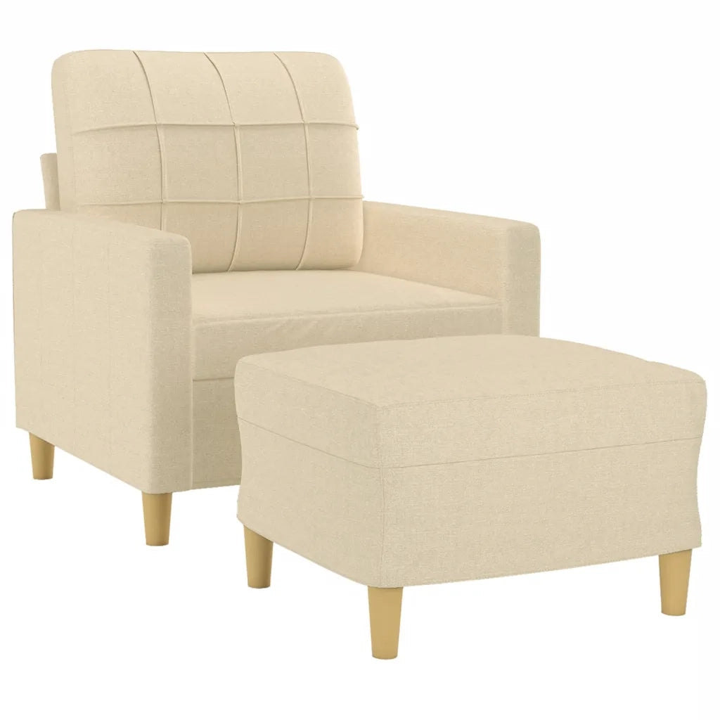 Poltrona | Sedia Relax con Poggiapiedi Crema 60 cm in Tessuto