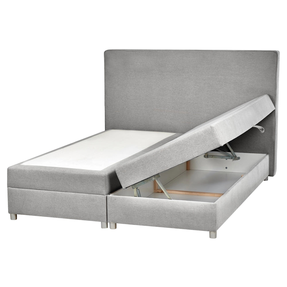 Letto Tessuto Grigio Chiaro 160 x 200 cm Imbottito Struttura Con Testiera Trapuntata E Materasso